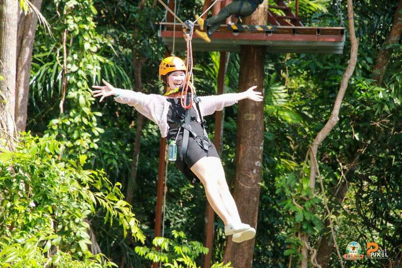 Phuket: Erawan Zipline Adventure with Ocean Views in Patong - Walking to the first platform